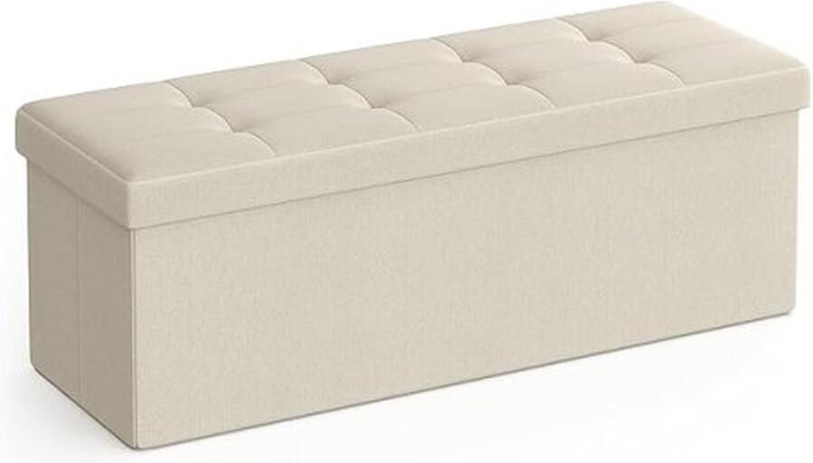 ZAZA Home Sofa met opslagruimte zitkist opbergdoos vouwen max.Statische belasting 300 kg 120 l 110 x 38 x 38 cm imitatie linnen beige
