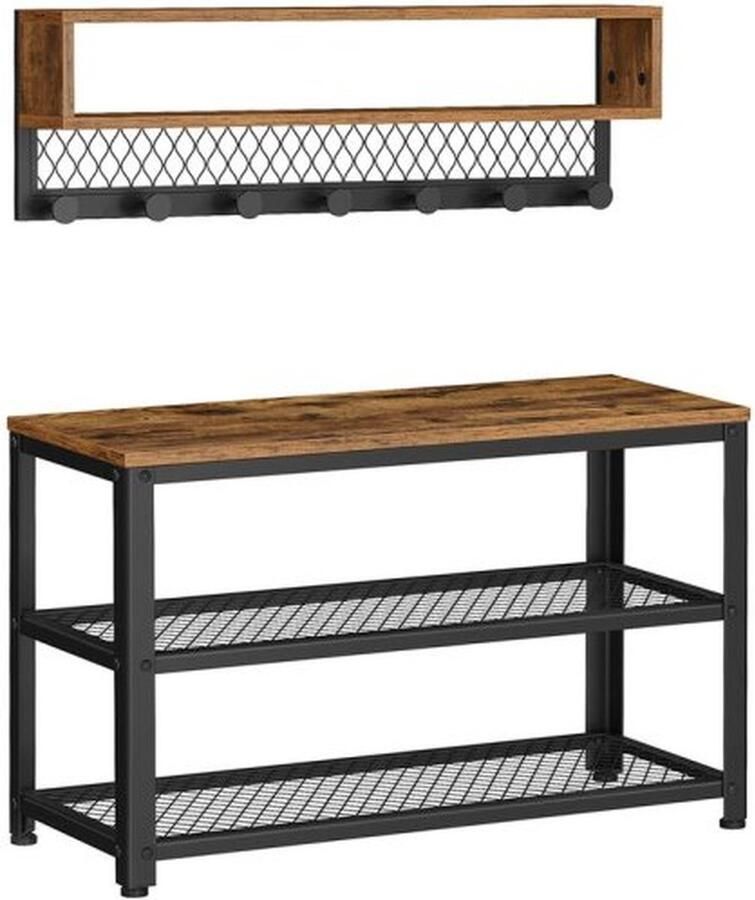 ZAZA Home Stijlvol rustiek bruin schoenenrek en schoenbank