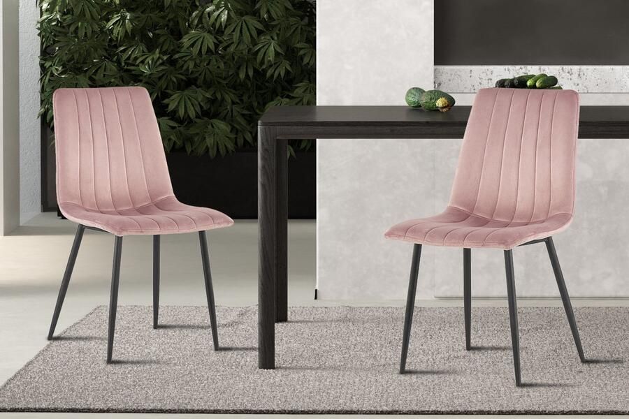 ZAZA Home Stoel Willis Velours roze Poten zwart - Foto 2