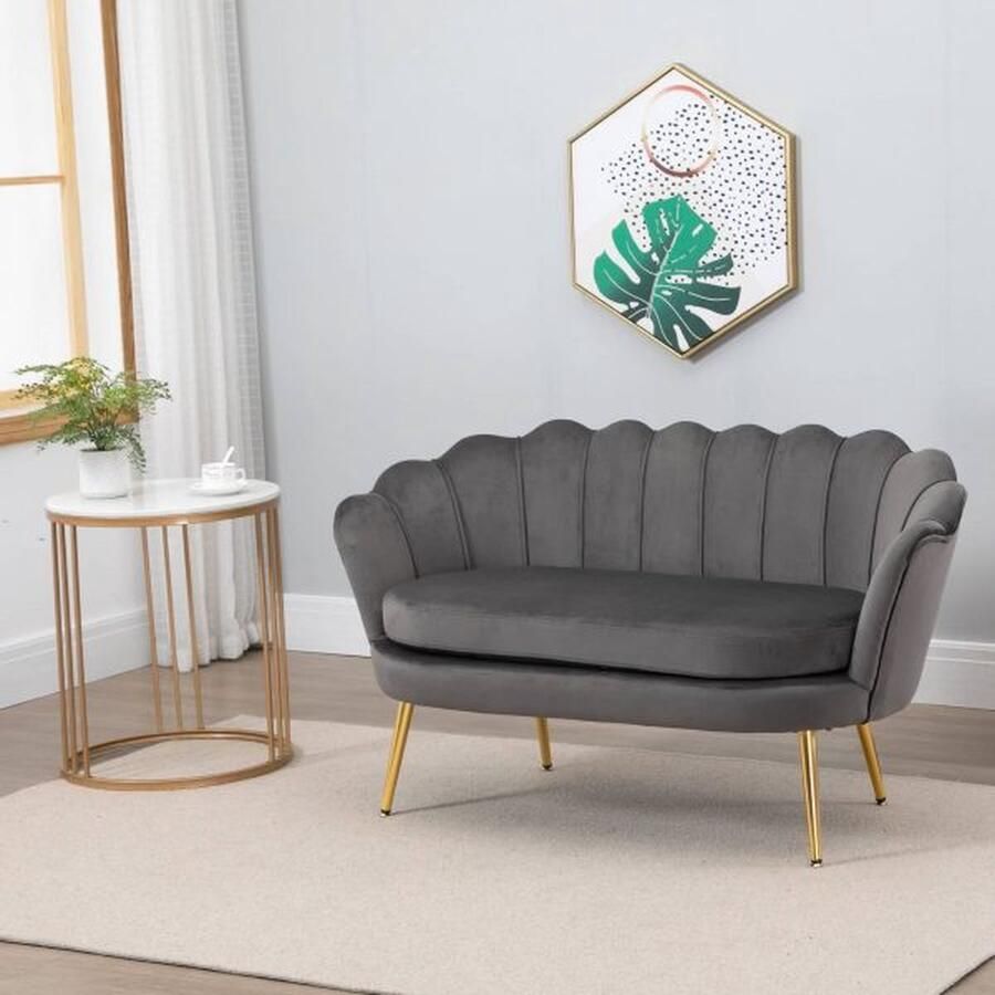 ZAZA Home Stoffen met 2 zitplaat sofa tweezitter lounge bank met zachte ruime kussen gestoffeerde bank zitmeubilair gestoffeerde meubels ontwerp sofa elegante samt polyester