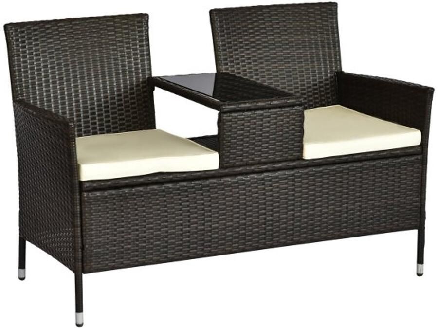 ZAZA Home Tuinbank ComfortGarden 2-zits Polyrotan bruin