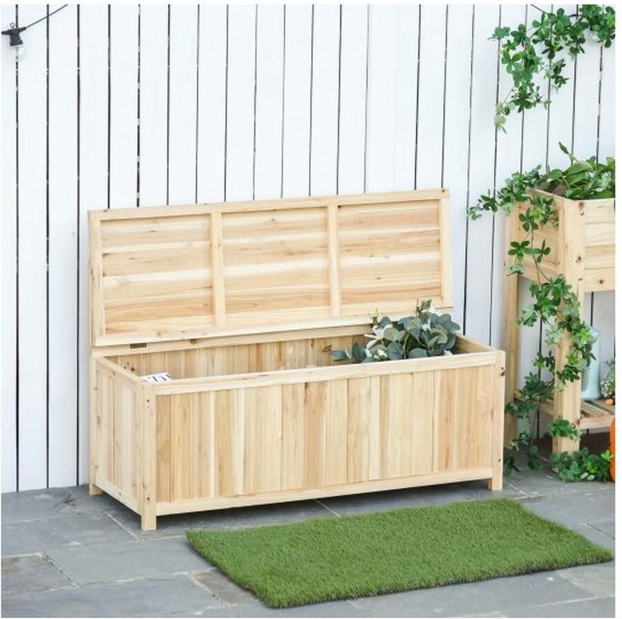 ZAZA Home Tuinbank met opbergruimte borstbank stoel 2-zits 250 kg laadcapaciteit natuur tanne hout 115 x 45 x 75 cm