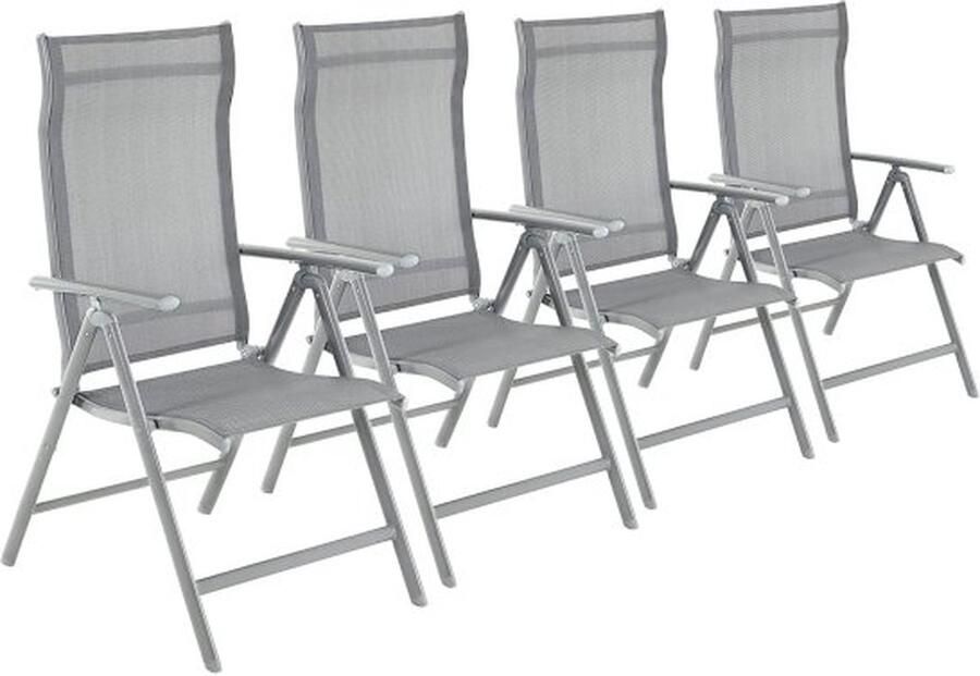 ZAZA Home Tuinstoelen Klapstoelen Outdoor Stoelen Met Robuust Aluminium Frame Rugleuning Ä°n 8 Standen Verstelbaar Grijs