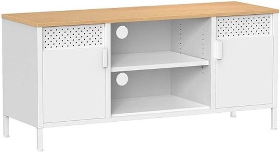 ZAZA Home TV-meubel en tv-kast met deuren tot 55 inch TV 3 verstelbare planken eiken en wit