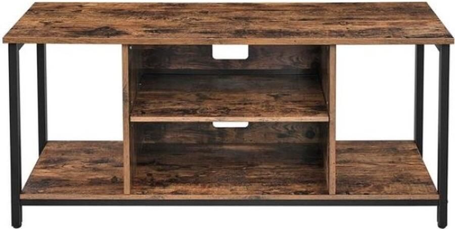 ZAZA Home Tv-Meubel Tv-Tafel Tv-Plank Lowboard Met Open Vakken Woonkamer 110 X 40 X 50 Cm İndustrieel Design Vintage Donkerbruin