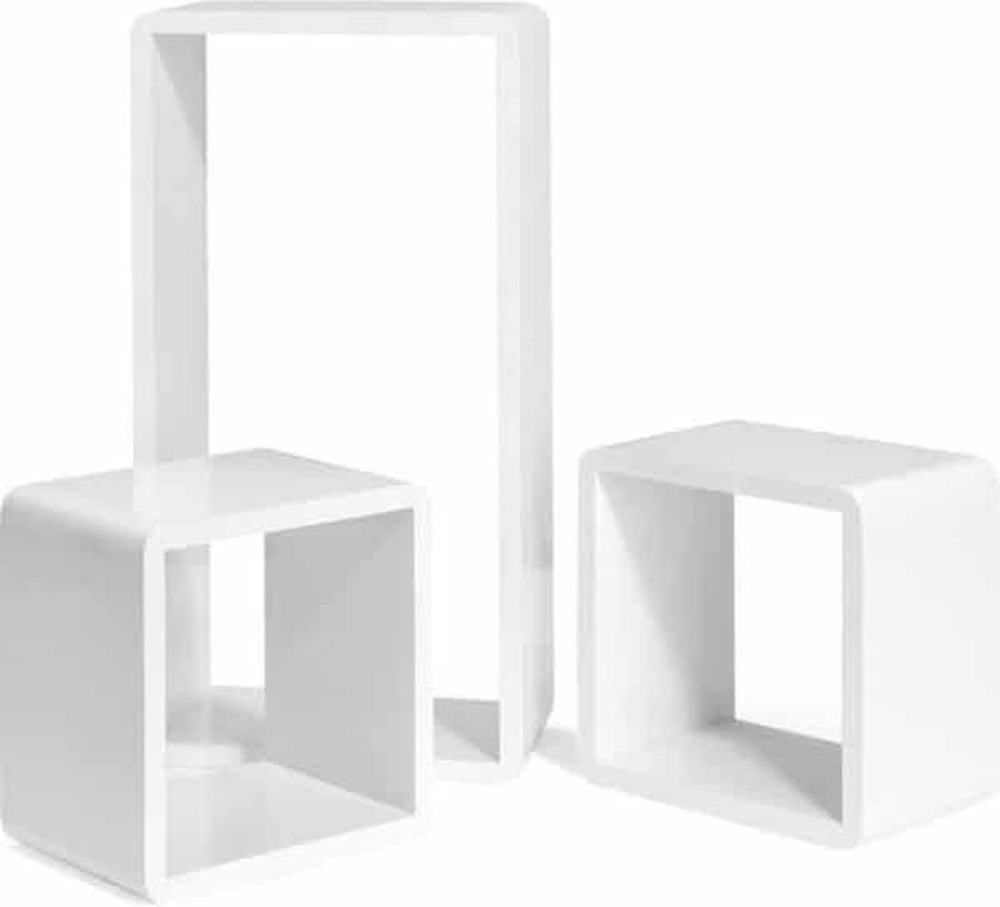 ZAZA Home Wandplank Set Van 3 Kubusplank Zwevende Planken Diepte 15 Cm Kubusplanken Boekenkast Mdf Wit