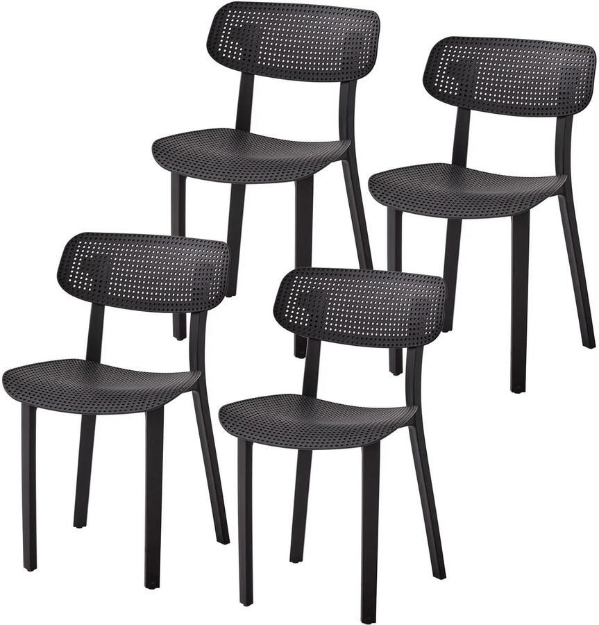 ZCNR 4 Stuks Plastic Eetkamerstoelen Scandinavische Stijl Met Ademende Holle Voor Thuis Keuken Woonkamer Tuin Buiten