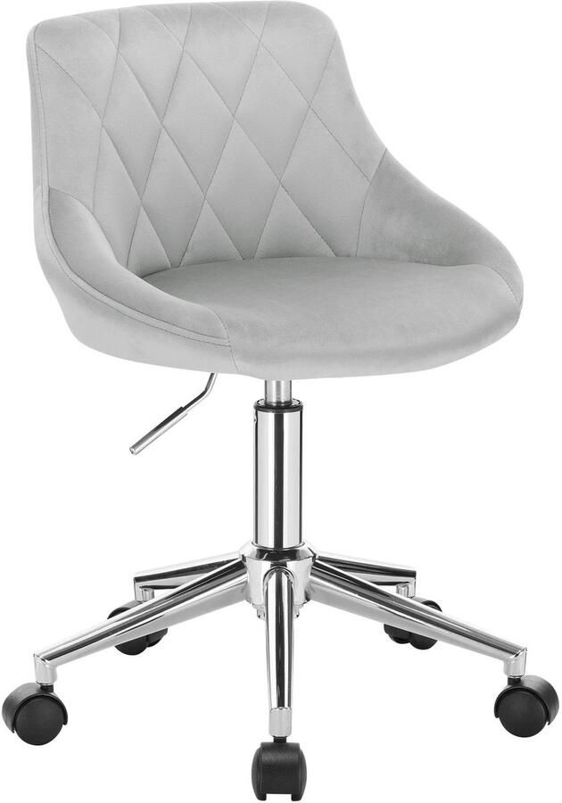 ZCNR Bureaustoel Fluweel In Hoogte Verstelbaar Draaibaar Met Wielen Lichtgrijs