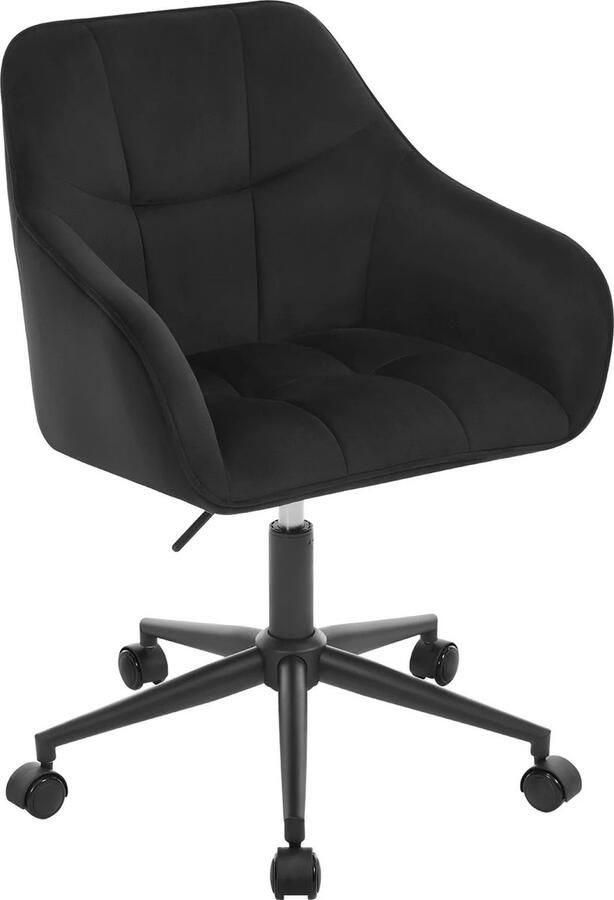 ZCNR Fluwelen Bureaustoel Draaibaar Hoogte Verstelbaar Make-Up Stoel Met Armleuningen Zwart