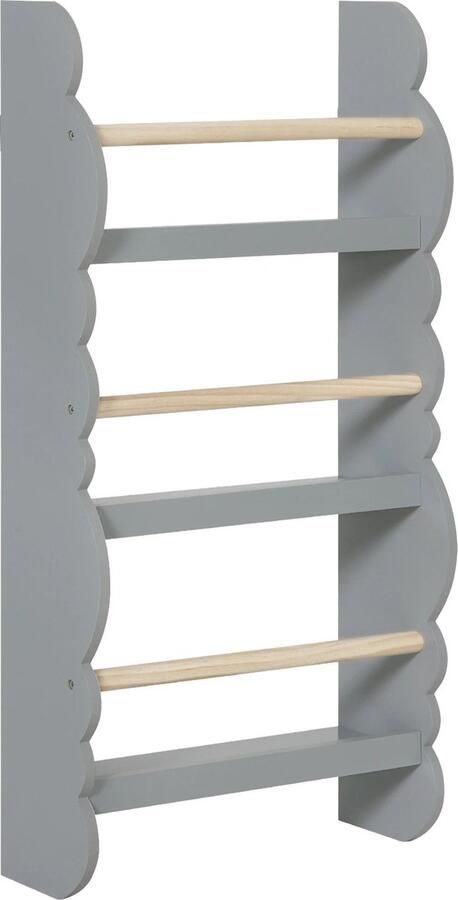 ZCNR Kinderen Boekenplank Boekenkast Muur Plank Organizer Met 3 Planken Boek Magazine Opslag Kinderkamer Huis Grijs