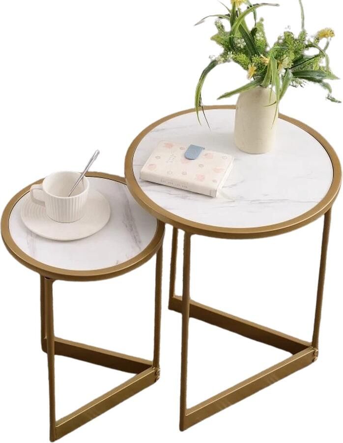 ZCNR Salontafel rond Bijzettafel (Hoge) L 40 x B 40 x H 48 cm (Kleine) L 30 x B 30 x H 43 cm