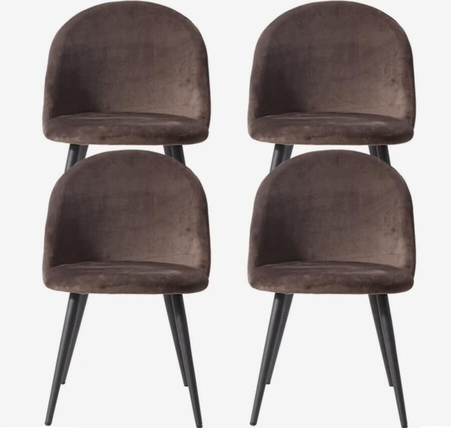 ZCNR Set Van 4 Eetkamerstoelen Keukenstoelen Metalen Poten Eetkamer Bruin