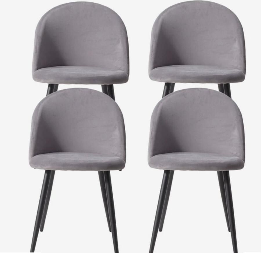 ZCNR Set Van 4 Eetkamerstoelen Keukenstoelen Metalen Poten Eetkamer Grijs
