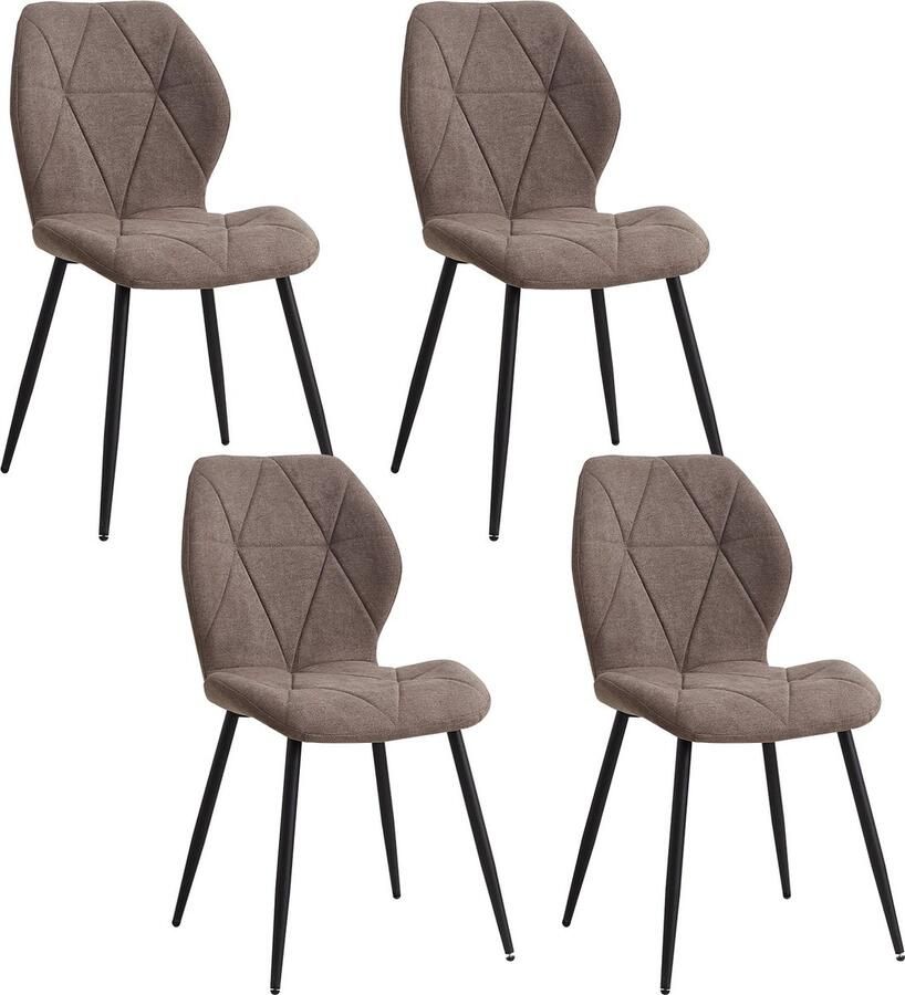 ZCNR Set Van 4 Eetkamerstoelen Keukenstoelen Metalen Poten Voor Balkon Eetkamer Bruin