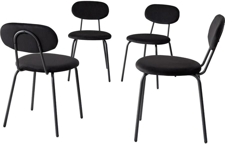 ZCNR Set Van 4 Eetkamerstoelen Scandinavische Stijl Kantoor-Vrijetijdsstoel Fluwelen Ijzeren Stoel Met Zachte Rugleuning