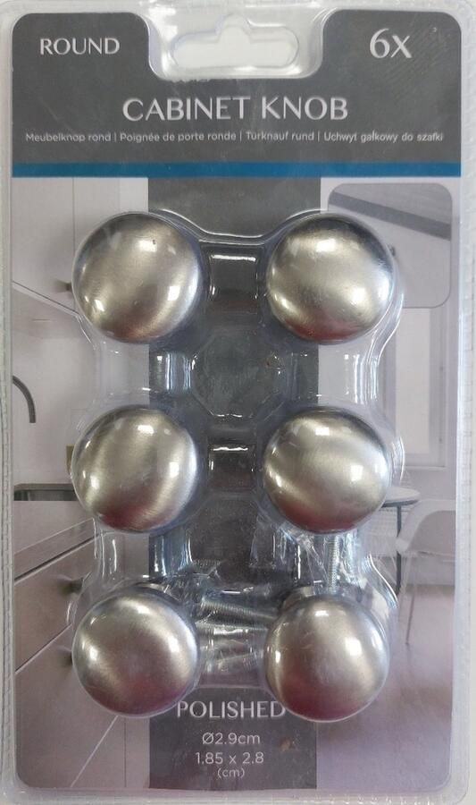 ZD Trading Kastknop ladenknop meubelknop knoppen voor kast rond verzinkt 6 stuks
