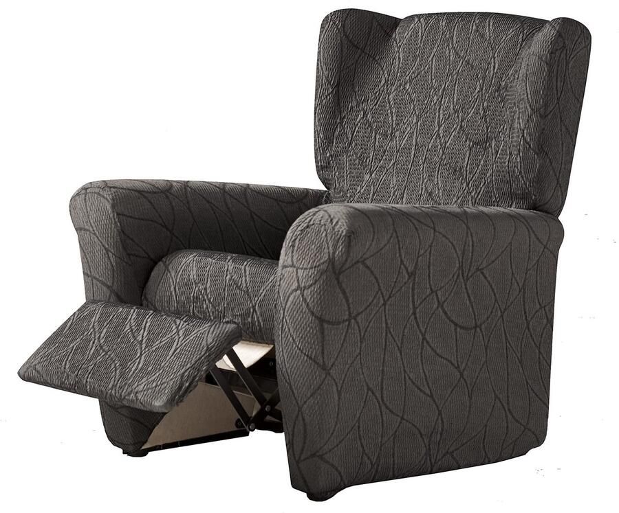 Zebra Technologies Zebra Textiel Estoralis Alexia Modern design relaxfauteuilhoes Elastische jacquardstof Grijs Voor fauteuils van 70 tot 90 cm. Fauteuilbescherming Aanpasbaar aan alle soorten fauteuils