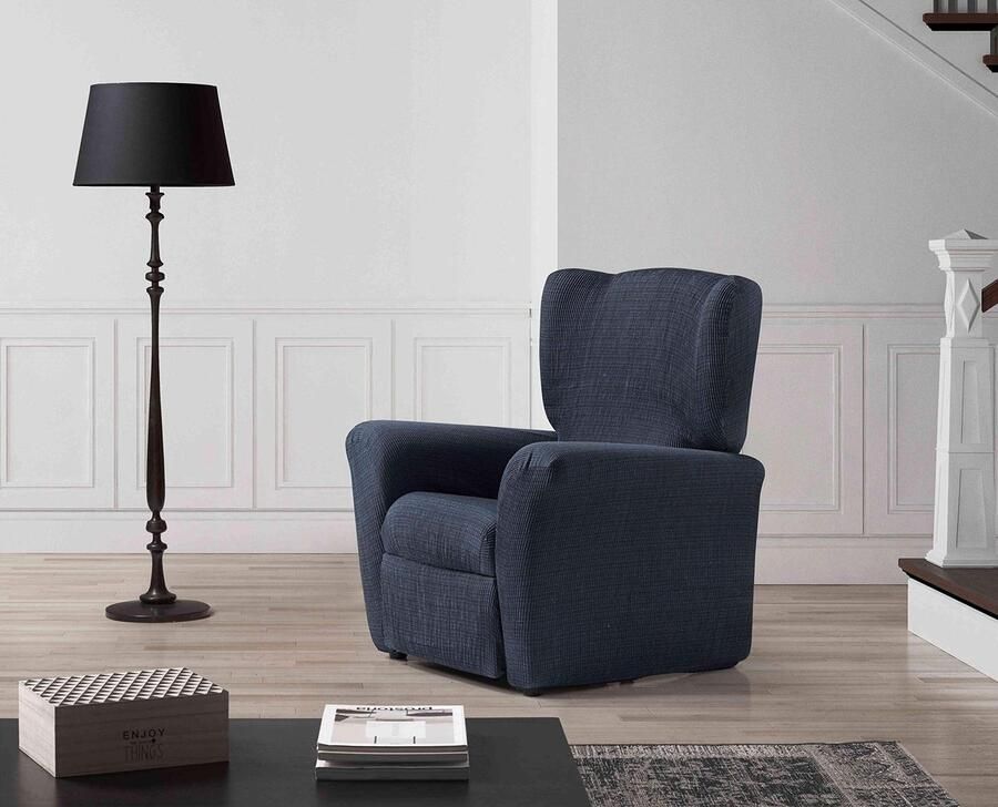 Zebra Technologies Zebra Textiel Estoralis Vega Modern Design Relax Fauteuilhoes Elastische jacquardstof Blauw Voor fauteuils van 70 tot 90 cm. Fauteuilbescherming Aanpasbaar aan alle soorten fauteuils