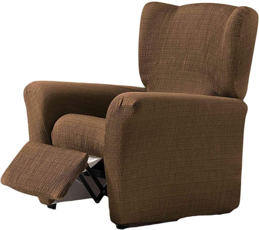 Zebra Technologies Zebra Textiel Estoralis Vega Modern Design Relax Fauteuilhoes Elastische jacquardstof Bruin Voor fauteuils van 70 tot 90 cm. Fauteuilbescherming Aanpasbaar aan alle soorten fauteuils