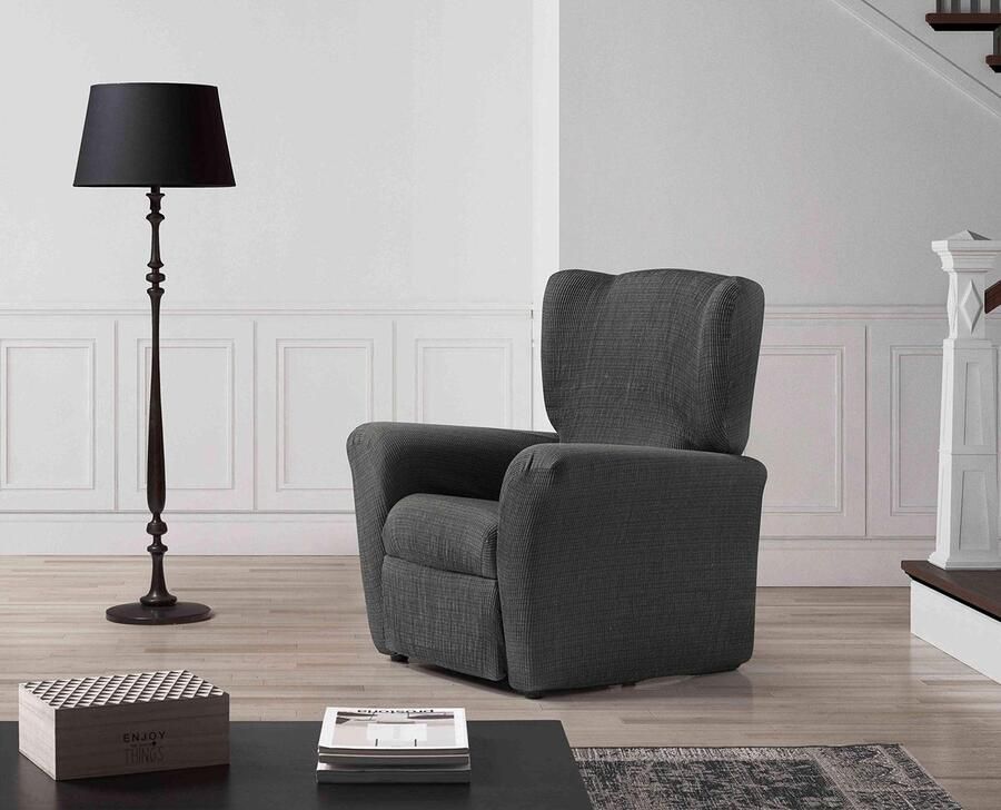 Zebra Textil Zebra Textiel Estoralis Vega Modern Design Relax Fauteuilhoes Elastische jacquardstof Grijs Voor fauteuils van 70 tot 90 cm. Fauteuilbescherming Aanpasbaar aan alle soorten fauteuils