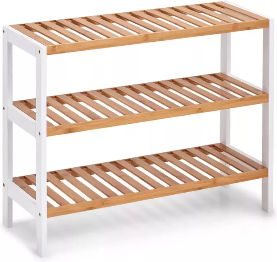 Zeller Bamboe houten schoenenrek schoenenstandaard 3-laags 70 x 26 x 54 cm Schoenen opbergen