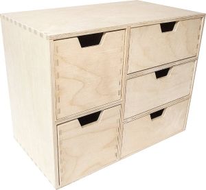 Zeller Creative Deco Mini Houten Kist met 5 Laden Opbergkast Onbeschilderd Multiplex 36 x 20 x 28.5 cm