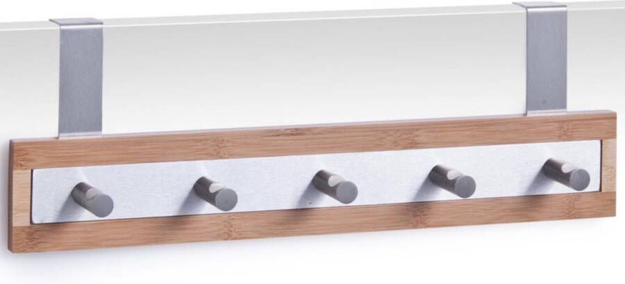 Zeller 1x Bruin zilveren deur kapstokken met 5 haken 36 cm Woonaccessoires Kleding jassen ophangen Handdoeken ophangen Deur kapstokken
