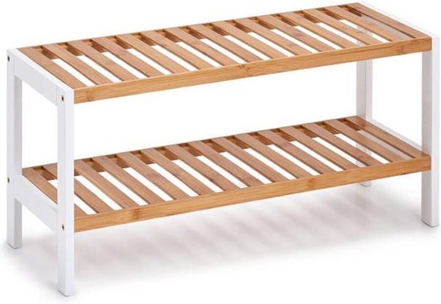 Zeller Shoe Rack with 2 shelves bamboo MDF white