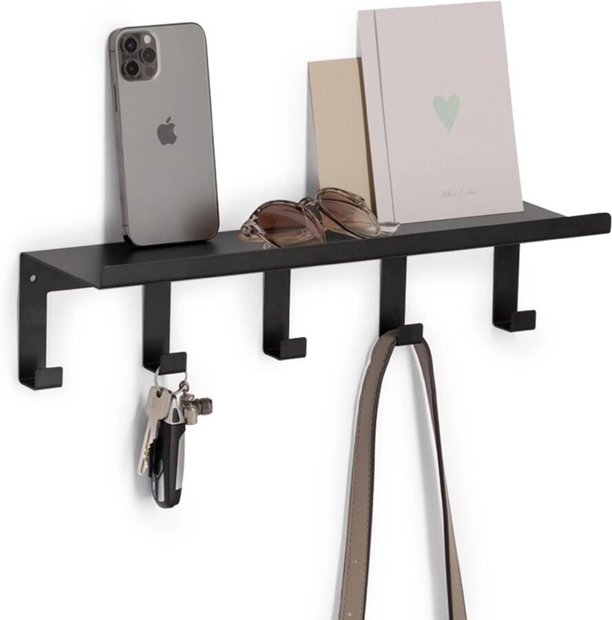 Zeller sleutelrekje en wandkapstok present Zwart Wandmontage