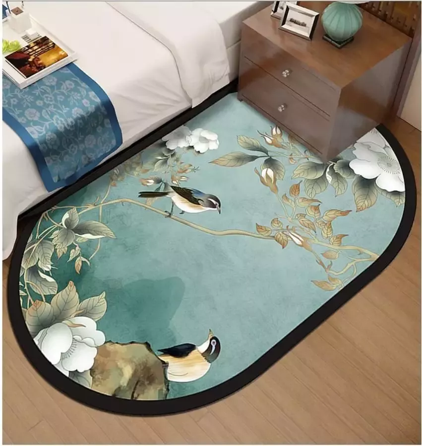 ZenHome Schilderachtige Tapijten Vogel Vloerkleed van Kristal Fluweel Ovaal 100x140cm