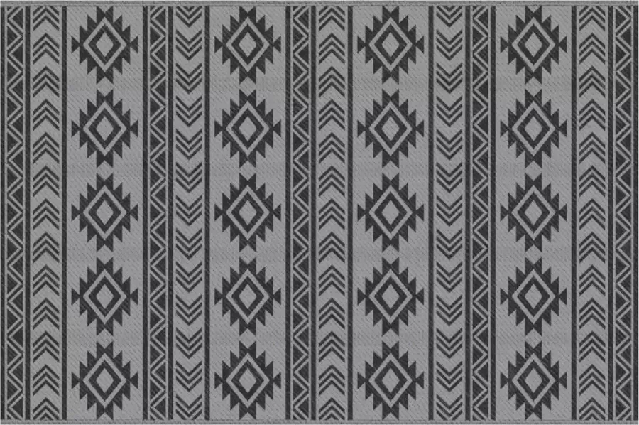 Zenzee Buitentapijt Buitenkleed Vloerkleed Waterdicht Dubbelzijdig ontwerp Zwart grijs 182x274cm