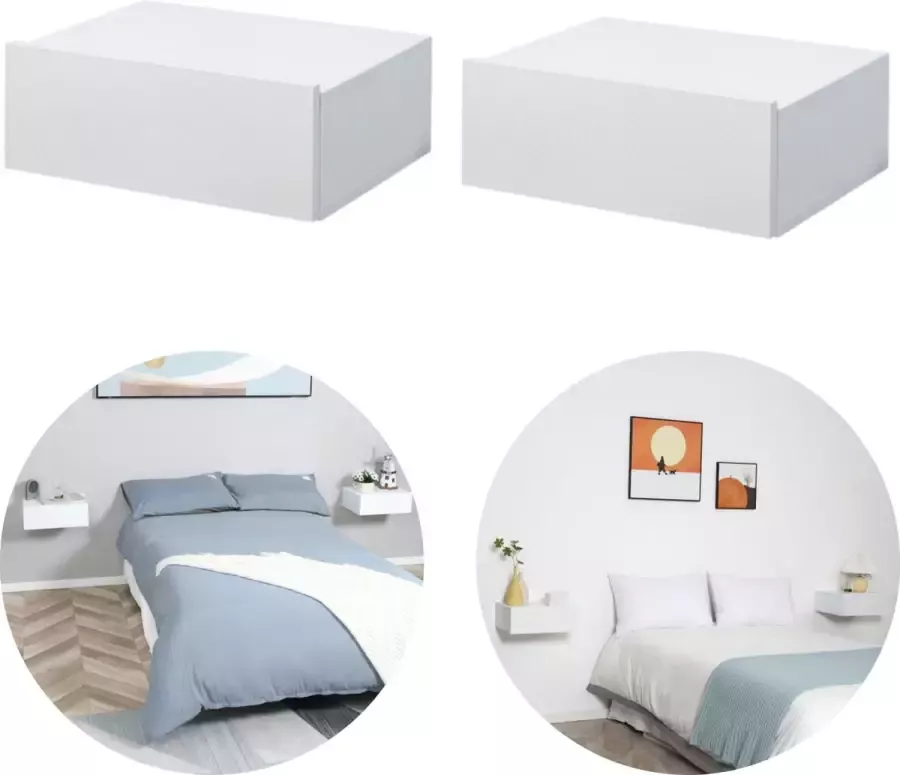 Zenzee Nachtkastjes set van 2 Nachtkastjes modern Nachtkastje zwevend Wit