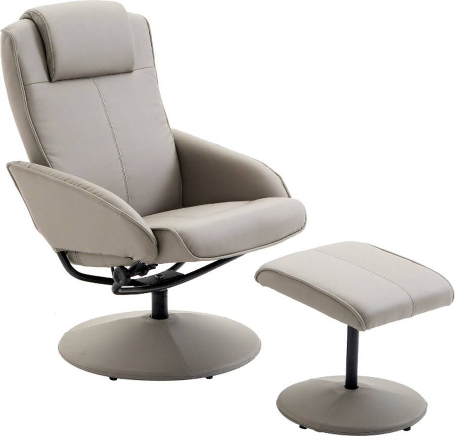 Zenzee Relaxstoel met voetenbankje Stoelen Relax fauteuil Stoel Draaifauteuil Draaistoel Grijs L78 × B71 × H101 cm - Foto 2