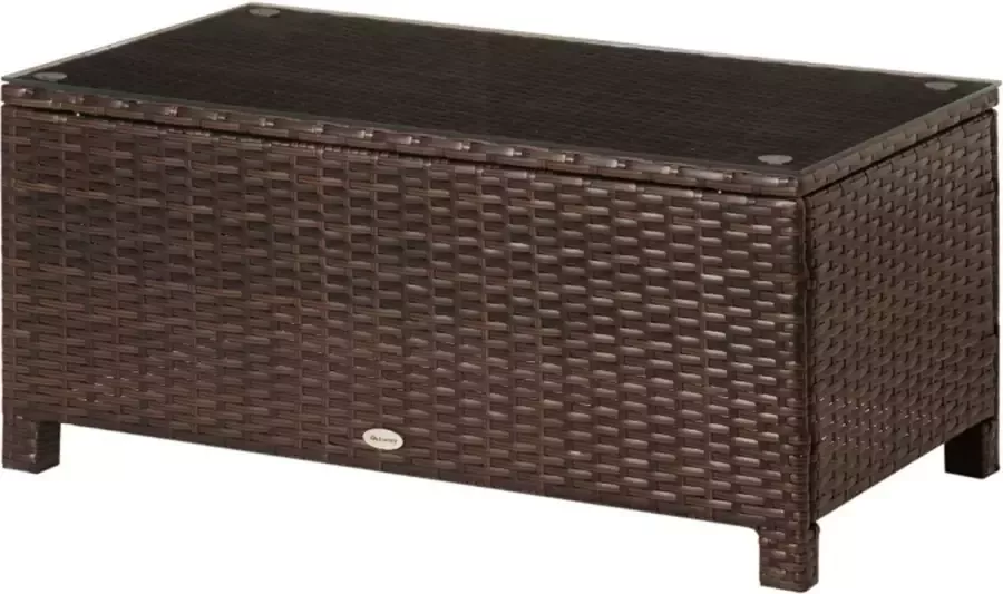 Zenzee Tuintafel Tuintafeltje Balkontafel Bijzettafel Koffietafel Poly Rattan Bruin 85 cm x 50 cm x 39 cm