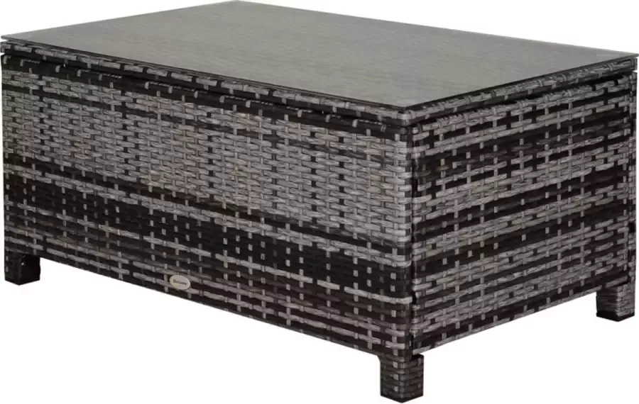 Zenzee Tuintafel Tuintafeltje Balkontafel Bijzettafel Koffietafel Poly rotan Grijs 85 cm x 50 cm x 39 cm