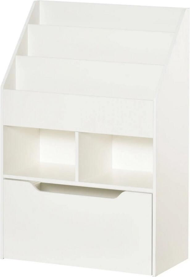 Zenzee Boekenkast kinderkamer Kast Opbergkast met opbergkist Wit 60 x 29 9 x 90 cm