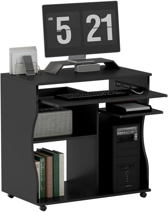Zenzee Compact Bureau Schrijftafel Computerbureau Bureautafel Bureau Verrijdbaar -80 x 48 x 75 cm