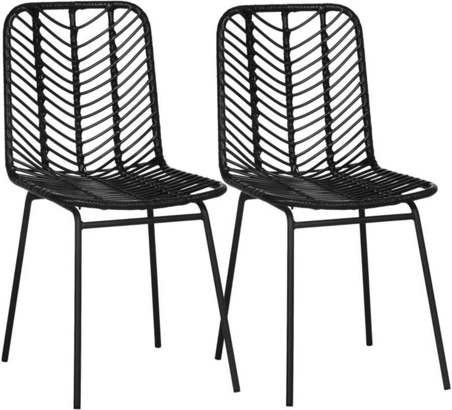 Merkloos Eetkamerstoelen set van 2 Stoelen Keukenstoelen Stoel Zwart 44 cm x 58 cm x 85 cm