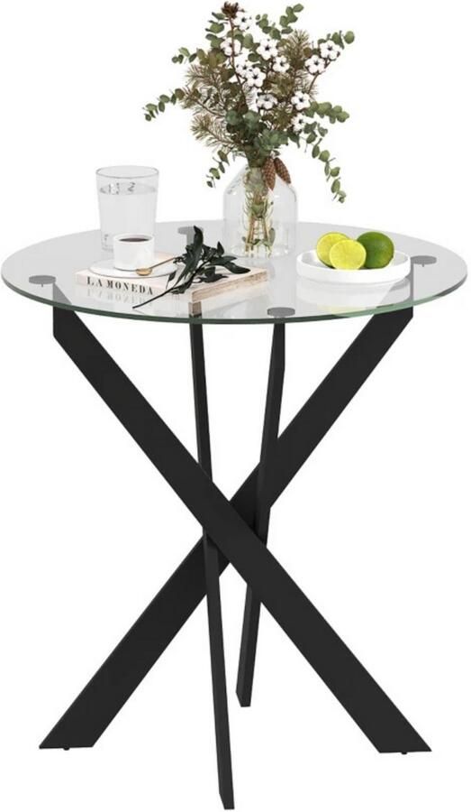 Zenzee Eetkamertafel Eettafel Tafel Glazen tafel Keukentafel 4 personen