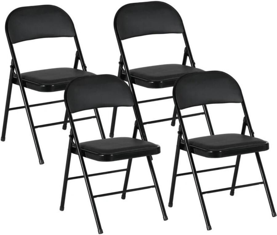 Zenzee Klapstoel set van 4 Vouwstoel Eetkamerstoelen Stoelen Kunstleer Zwart