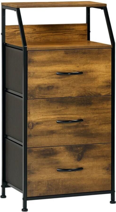 Zenzee Opbergkast met stoffen lades Kast Ladekast Wandmeubel Slaapkamer kast Industrieel 92 x 45 x 30 cm