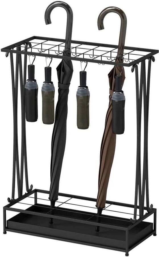 Zenzee Paraplu bak met verwijderbare lekbak Paraplubak Kapstok Staal Zwart