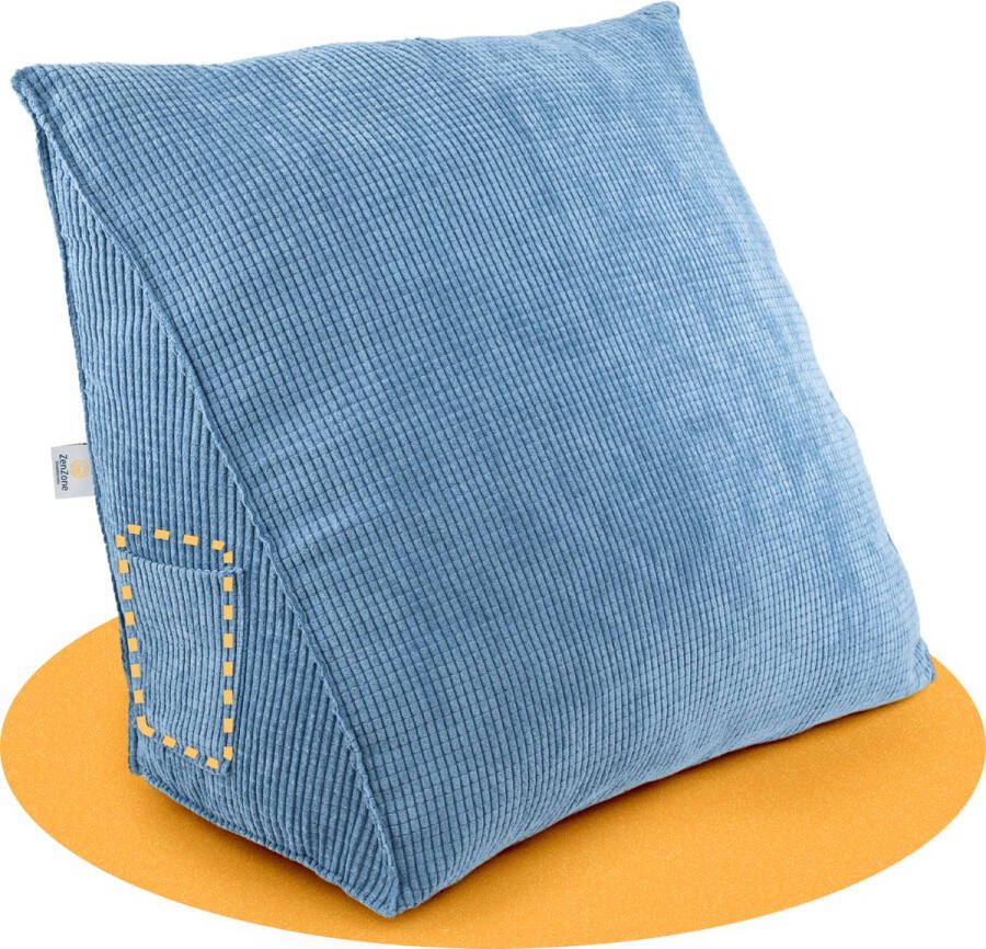ZenZone XXL Leeskussen Incl 200g Extra kussenvulling Leeskussen Voor In Bed Wigkussen Zitkussen Orthopedisch & Ergonomisch Bookseat Rugsteun & Rugkussen Bed 60x50x30 cm Hemelsblauwe Kleur