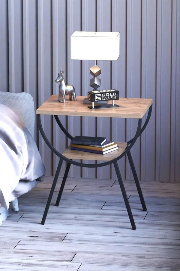 Zeo Wood Bijzettafel Industrieel Nachtkastje Staand Nachtkastjes Industrieel Nachkastje Zwart