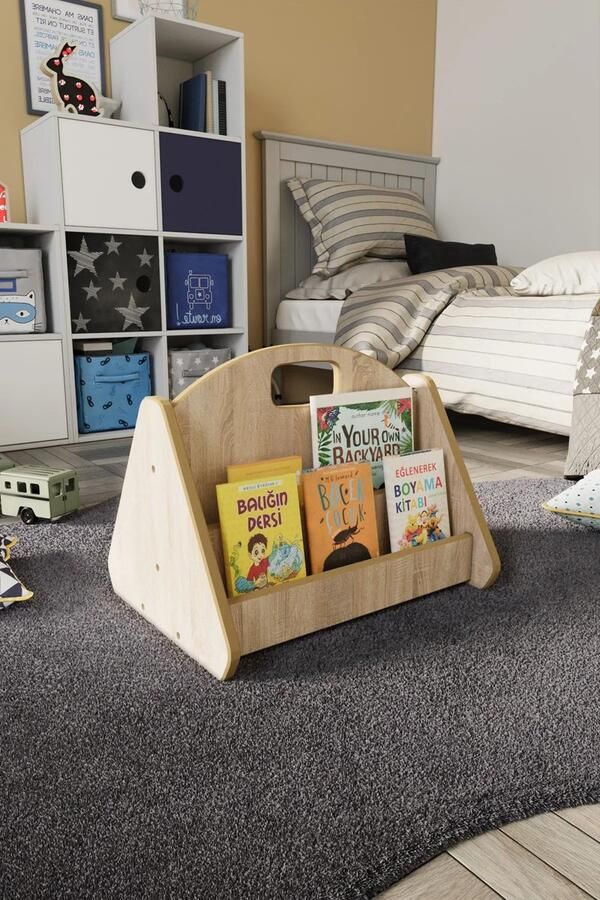 Zeo Wood Boekenkast Kind Boekenrek Kind Boekenrek Kinderkamer Kinderboekenkast Montessori Boekenkast Houtkleur Boekenkast Staand