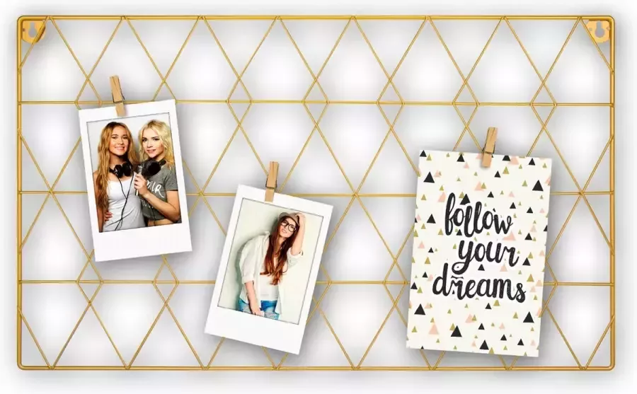 Zep Industrieel metalen wandrek goudkleurig messing Cambria (afmeting 50x30 cm) EY750