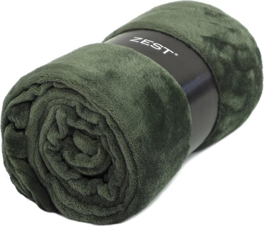 Zest Extra Groot Fleece Plaid 200x200 cm Donkergroen Flanel Heerlijk Warm en Superzacht Perfect voor Knusse Avonden op de Bank GAEVE