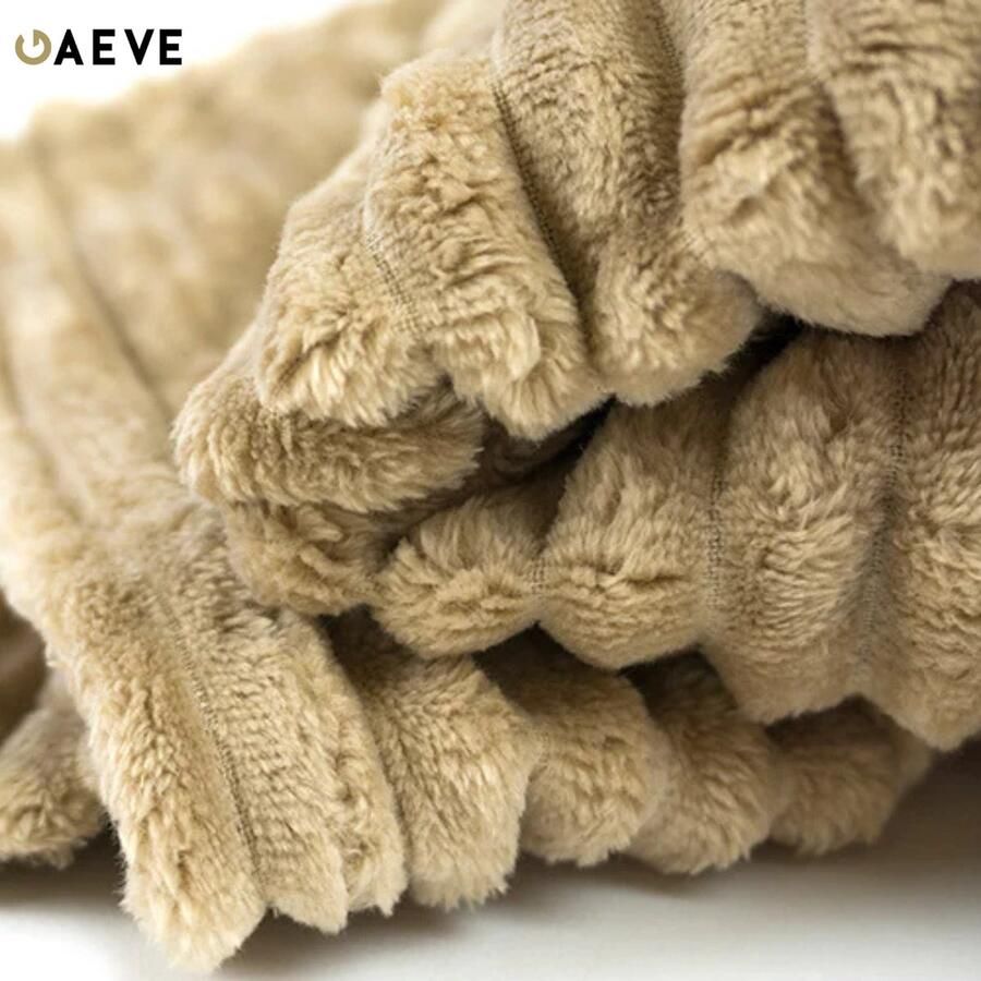 Zest Fleece plaid groot plaid voor op de bank Caramel 200x150cm Ribbelstructuur & Extra Groot 100% polyester warm en zacht- Perfect voor op de bank Fleeceplaid