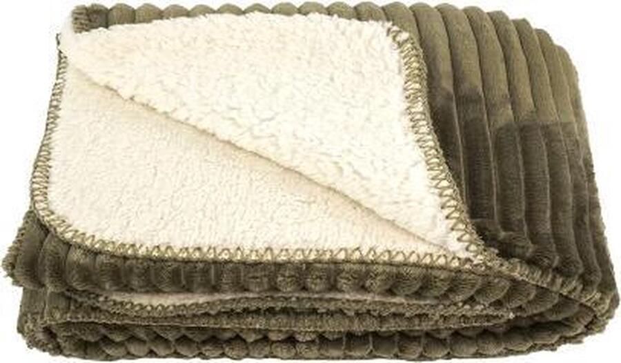 Zest Fleece plaid Super zacht Fleece plaid voor op de bank Taupe 125x150 cm Vacht zijde Heel warm en zacht Ribbel structuur buitenkant en extra zachte zijde binnenkant- Fleeceplaid Fleecedeken Pluist niet