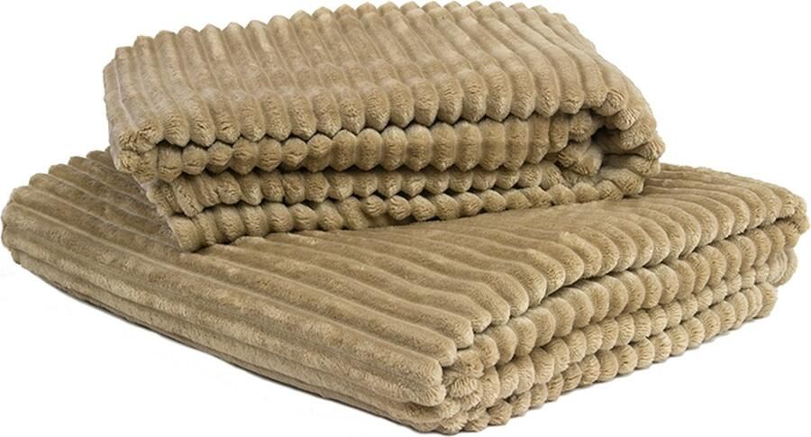 Zest Fleece plaid groot plaid voor op de bank Caramel 200x150cm Ribbelstructuur & Extra Groot 100% polyester warm en zacht- Perfect voor op de bank Fleeceplaid - Foto 3